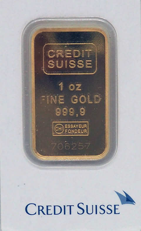 1 OZ Gold Credit Suisse Bar Ontario, Canada
